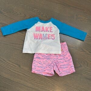 Old Navy Graphic Long-Sleeve Rashguard & Swim Trunks Set for Baby, 6-12M